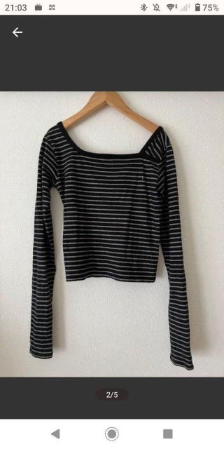 ※Allege. 変形 ボーダーカットソー 長袖Tシャツ ブラック < 女性ファッション  ※Allege. 変形 ボーダーカットソー 長袖Tシャツ ブラック < 女性ファッションの