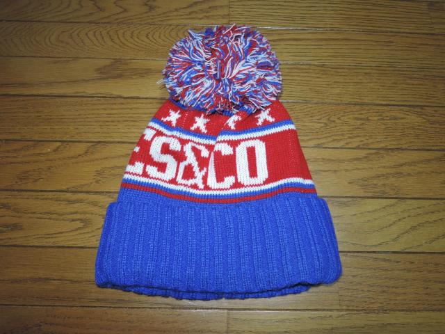 MARBLES マーブルズ ボンボン ニットキャップ 青赤系 ニット帽子 トリコロール tmt < ブランド  MARBLES マーブルズ ボンボン ニットキャップ 青赤系 ニット帽子 トリコロール tmt < ブランドの