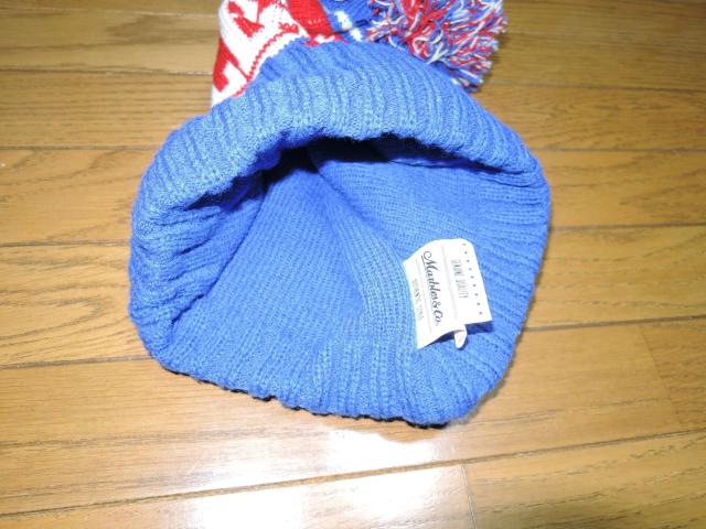 MARBLES マーブルズ ボンボン ニットキャップ 青赤系 ニット帽子 トリコロール tmt < ブランド  MARBLES マーブルズ ボンボン ニットキャップ 青赤系 ニット帽子 トリコロール tmt < ブランドの