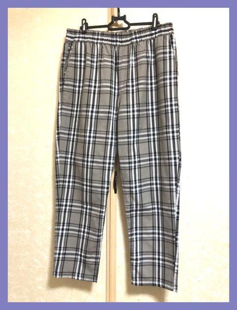 ☆美品☆ゆるめカジュアル☆チェックイージーシェフパンツLグレー☆ < 男性ファッション ☆美品☆ゆるめカジュアル☆チェックイージーシェフパンツLグレー☆ < 男性ファッションの