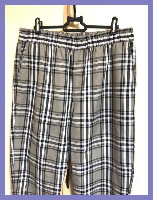 ☆美品☆ゆるめカジュアル☆チェックイージーシェフパンツLグレー☆ < 男性ファッション ☆美品☆ゆるめカジュアル☆チェックイージーシェフパンツLグレー☆ < 男性ファッションの