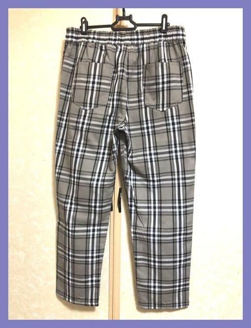 ☆美品☆ゆるめカジュアル☆チェックイージーシェフパンツLグレー☆ < 男性ファッション ☆美品☆ゆるめカジュアル☆チェックイージーシェフパンツLグレー☆ < 男性ファッションの