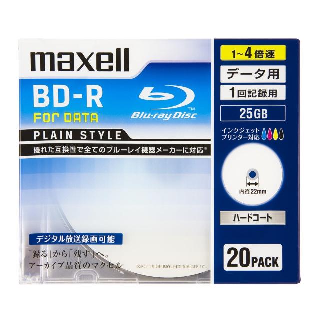 マクセル データ用ブルーレイディスク BD-R 1-4倍速対応 20枚 BR25PPLWPB.20S < CD/DVD/ビデオ  マクセル データ用ブルーレイディスク BD-R 1-4倍速対応 20枚 BR25PPLWPB.20S  < CD/DVD/ビデオの