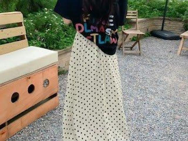 ドット柄 ロング スカート 春夏服 ボトムス ホワイト < 女性ファッション ドット柄 ロング スカート 春夏服 ボトムス ホワイト < 女性ファッションの