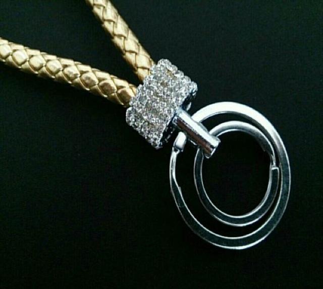 編み込みダブルリングキーホルダー(ゴールド) < 女性ファッション 編み込みダブルリングキーホルダー(ゴールド) < 女性ファッションの