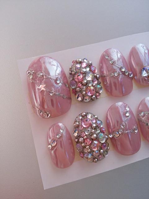 売り切り値下げ ジェルネイル ミラーパウダー ピンク ストーン敷き詰め ショートオーバル < 香水/コスメ/ネイル 売り切り値下げ ジェルネイル ミラーパウダー ピンク ストーン敷き詰め ショートオーバル < 香水/コスメ/ネイルの