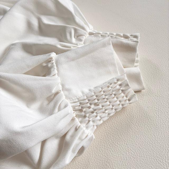 ◆美品◆前後2way◆後ろボタンボリューム袖ブラウス◆オケージョン◆白◆厚手◆F < 女性ファッション ◆美品◆前後2way◆後ろボタンボリューム袖ブラウス◆オケージョン◆白◆厚手◆F < 女性ファッションの