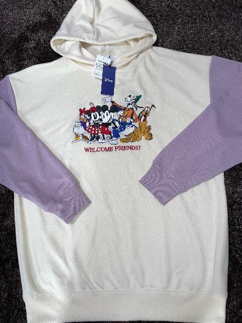 ♯新品♯ディズニー ミッキー&フレンズ 総柄 刺繍プリント可愛!!フード トレーナー パーカー L  ミッキー ミニー ドナルド < 女性ファッション  ♯新品♯ディズニー ミッキー&フレンズ 総柄 刺繍プリント可愛!!フード トレーナー パーカー L  ミッキー ミニー ドナルド  < 女性ファッションの