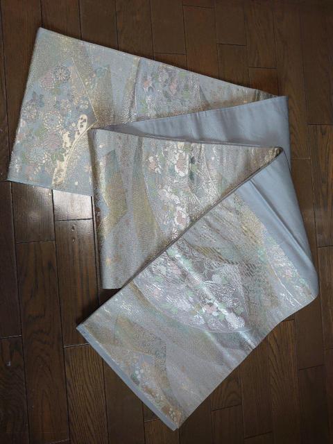 USED美品、六通の袋帯、グレーに金銀箔柄 < 女性ファッション  USED美品、六通の袋帯、グレーに金銀箔柄  < 女性ファッションの