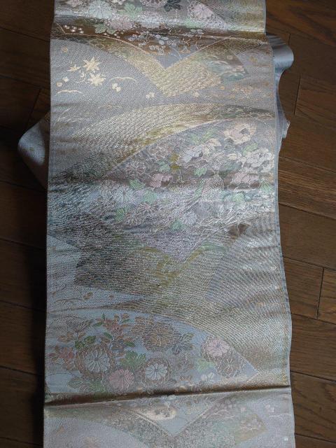 USED美品、六通の袋帯、グレーに金銀箔柄 < 女性ファッション  USED美品、六通の袋帯、グレーに金銀箔柄 < 女性ファッションの