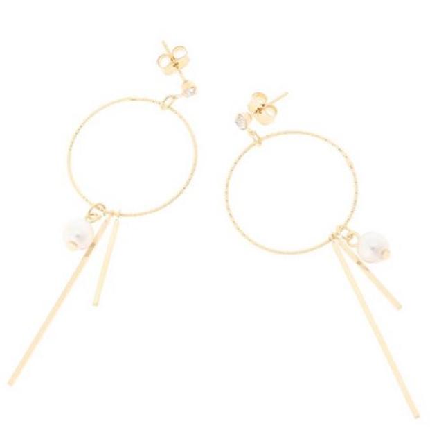 DaTuRaダチュラ【新品】ランダムスティックフープモテピアス●金ゴールド●ロングピアス パール ビジュー < ブランド  DaTuRaダチュラ【新品】ランダムスティックフープモテピアス●金ゴールド●ロングピアス パール ビジュー < ブランドの