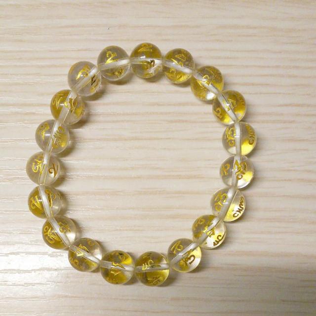 六字真言彫 数珠 腕輪 水晶 サイズ17p 玉径10mm・±0.5mm < 男性アクセサリー/時計  六字真言彫 数珠 腕輪 水晶 サイズ17p 玉径10mm・±0.5mm < 男性アクセサリー/時計の