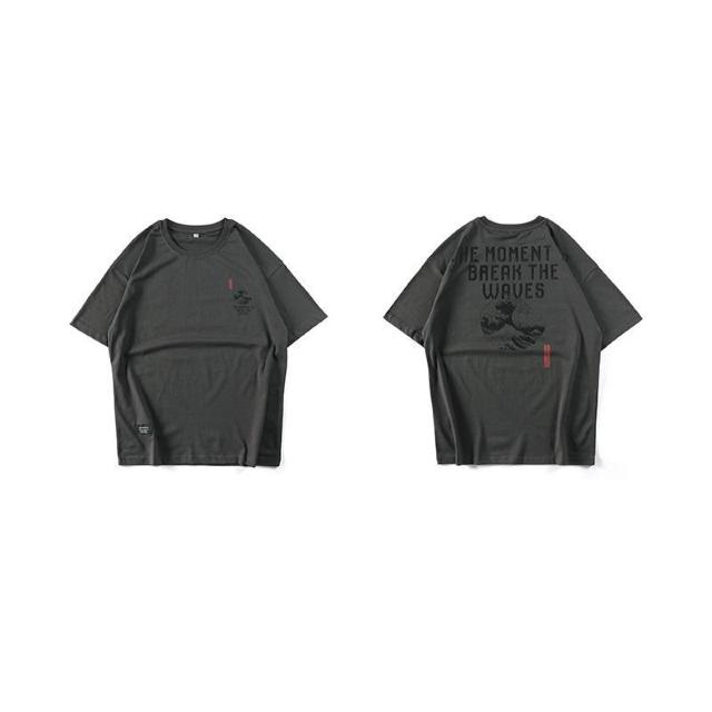 XLサイズ◆アメリカンレトロ 綿100% 浮世絵プリントTシャツ グレー エイトボアー◆k51 < 男性ファッション  XLサイズ◆アメリカンレトロ 綿100% 浮世絵プリントTシャツ グレー エイトボアー◆k51 < 男性ファッションの
