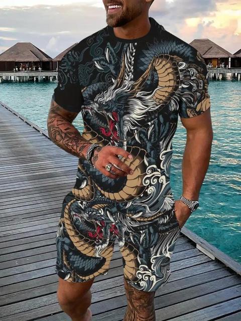 超お買い得1890円★メンズスタイリッシュなドラゴンパターンシャツ、クルーネック半袖Tシャツ USAサイズS(日本サイズL相当) < 男性ファッション  超お買い得1890円★メンズスタイリッシュなドラゴンパターンシャツ、クルーネック半袖Tシャツ USAサイズS(日本サイズL相当)  < 男性ファッションの