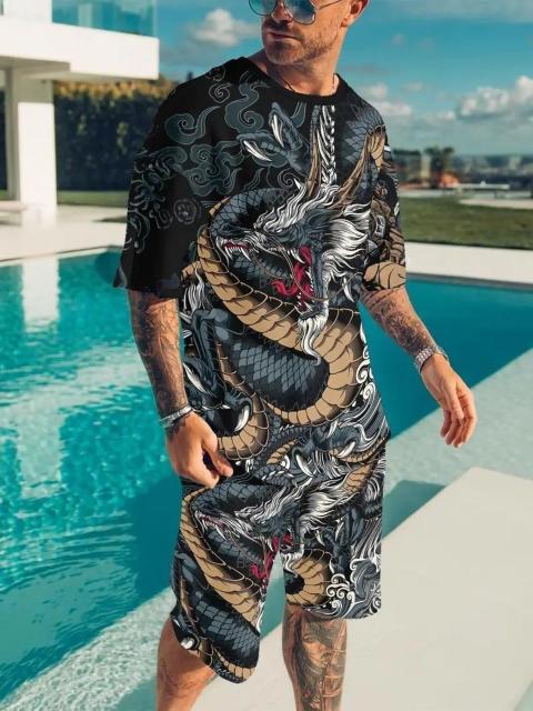 超お買い得1890円★メンズスタイリッシュなドラゴンパターンシャツ、クルーネック半袖Tシャツ USAサイズS(日本サイズL相当) < 男性ファッション  超お買い得1890円★メンズスタイリッシュなドラゴンパターンシャツ、クルーネック半袖Tシャツ USAサイズS(日本サイズL相当) < 男性ファッションの