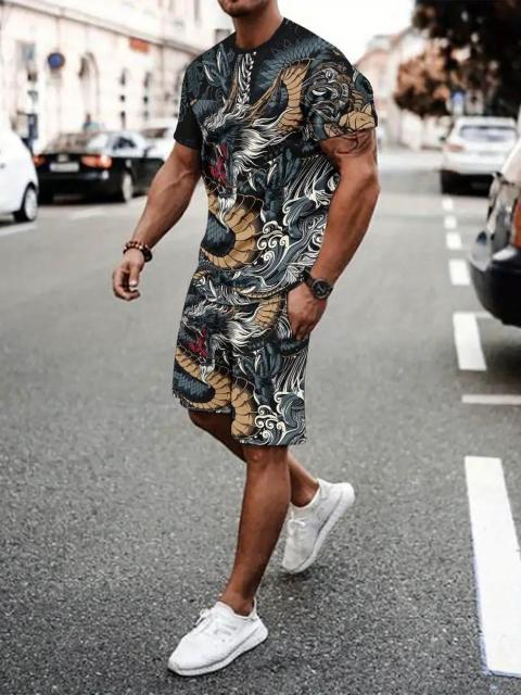 超お買い得1890円★メンズスタイリッシュなドラゴンパターンシャツ、クルーネック半袖Tシャツ USAサイズS(日本サイズL相当) < 男性ファッション  超お買い得1890円★メンズスタイリッシュなドラゴンパターンシャツ、クルーネック半袖Tシャツ USAサイズS(日本サイズL相当) < 男性ファッションの