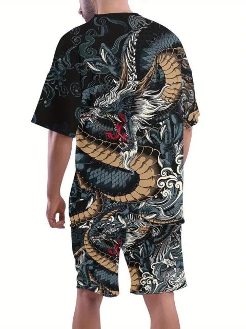 超お買い得1890円★メンズスタイリッシュなドラゴンパターンシャツ、クルーネック半袖Tシャツ USAサイズS(日本サイズL相当) < 男性ファッション  超お買い得1890円★メンズスタイリッシュなドラゴンパターンシャツ、クルーネック半袖Tシャツ USAサイズS(日本サイズL相当) < 男性ファッションの