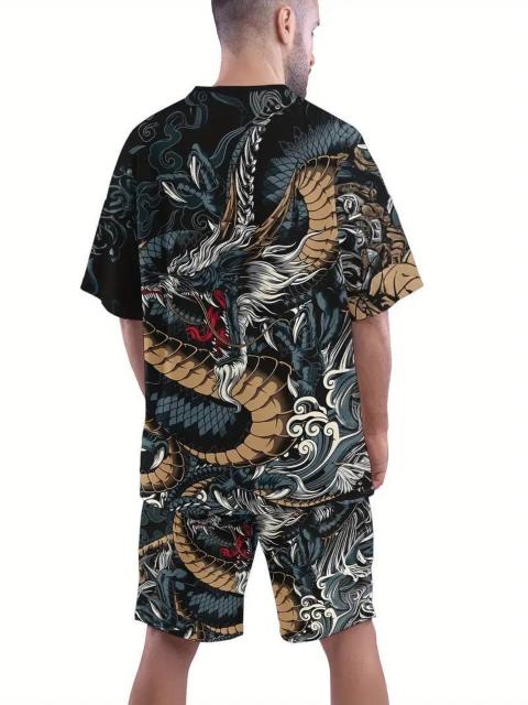 超お買い得1890円★メンズスタイリッシュなドラゴンパターンシャツ、クルーネック半袖Tシャツ USAサイズS(日本サイズL相当) < 男性ファッション  超お買い得1890円★メンズスタイリッシュなドラゴンパターンシャツ、クルーネック半袖Tシャツ USAサイズS(日本サイズL相当) < 男性ファッションの