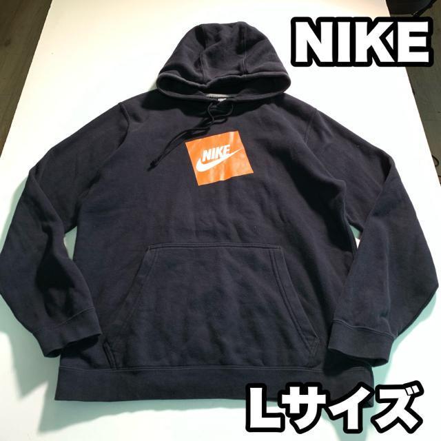 NIKE フード付き パーカー ボックスロゴ Lサイズ スウェット プルオーバー < 男性ファッション NIKE フード付き パーカー ボックスロゴ Lサイズ スウェット プルオーバー < 男性ファッションの