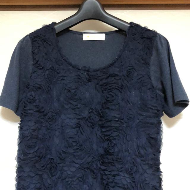 送料無料 レディース半袖トップス 薔薇模様 Mサイズネイビー < 女性ファッション  送料無料 レディース半袖トップス 薔薇模様 Mサイズネイビー < 女性ファッションの