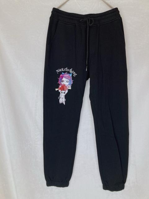 NieR CLOTHING ワンポイント プリント スエットパンツ 黒 F 地雷 N2m < 女性ファッション  NieR CLOTHING ワンポイント プリント スエットパンツ 黒 F 地雷 N2m < 女性ファッションの