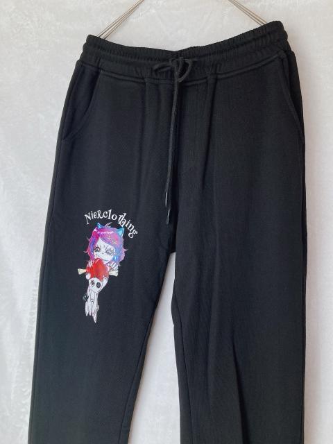 NieR CLOTHING ワンポイント プリント スエットパンツ 黒 F 地雷 N2m < 女性ファッション  NieR CLOTHING ワンポイント プリント スエットパンツ 黒 F 地雷 N2m < 女性ファッションの