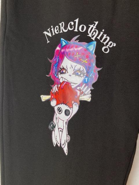 NieR CLOTHING ワンポイント プリント スエットパンツ 黒 F 地雷 N2m < 女性ファッション  NieR CLOTHING ワンポイント プリント スエットパンツ 黒 F 地雷 N2m < 女性ファッションの