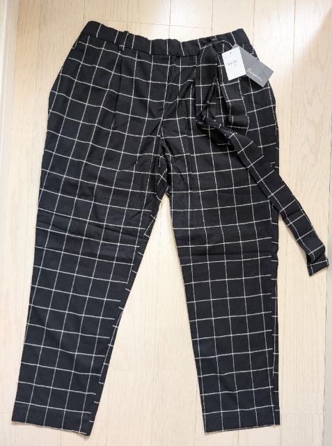 LL★grancontro★格子柄リボンベルト付きテーパードパンツ★新品★送料無料 < 女性ファッション LL★grancontro★格子柄リボンベルト付きテーパードパンツ★新品★送料無料 < 女性ファッションの