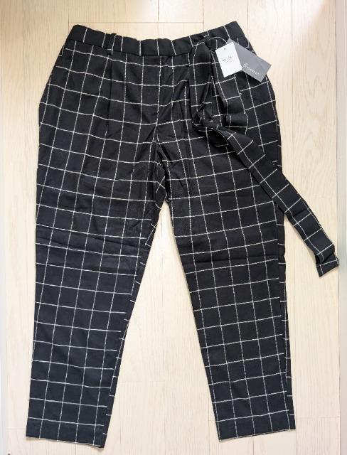 LL★grancontro★格子柄リボンベルト付きテーパードパンツ★新品★送料無料 < 女性ファッション LL★grancontro★格子柄リボンベルト付きテーパードパンツ★新品★送料無料 < 女性ファッションの