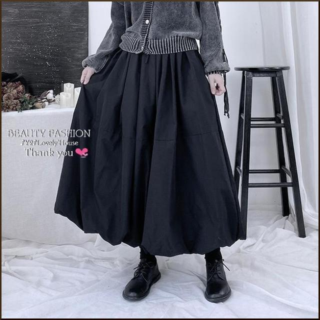 〜3L4L*バルーンふんわりボリュームロングスカート*黒 < 女性ファッション  〜3L4L*バルーンふんわりボリュームロングスカート*黒 < 女性ファッションの