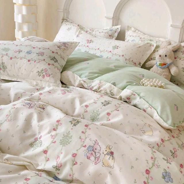 ☆シングル布団カバー☆4点セット ストロベリー×ラビット柄 グリーン系 < インテリア/ライフ ☆シングル布団カバー☆4点セット ストロベリー×ラビット柄 グリーン系 < インテリア/ライフの