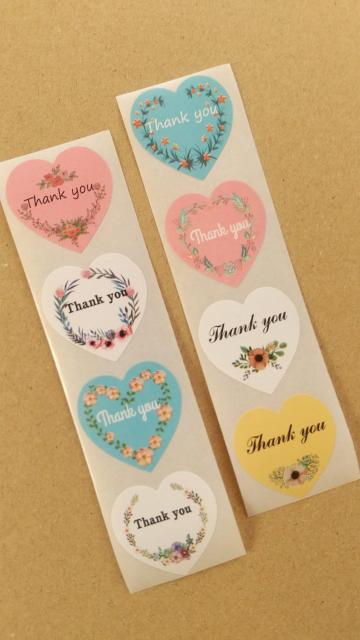 ハートと花 Thank you シール 2シート8枚 < インテリア/ライフ ハートと花 Thank you シール 2シート8枚 < インテリア/ライフの