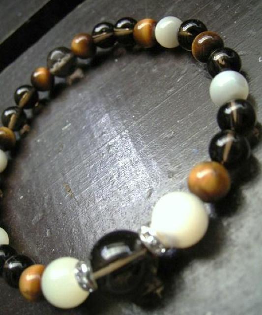 スモーキークォーツxママザーオブパールxタイガーアイ < 男性アクセサリー/時計 スモーキークォーツxママザーオブパールxタイガーアイ < 男性アクセサリー/時計の