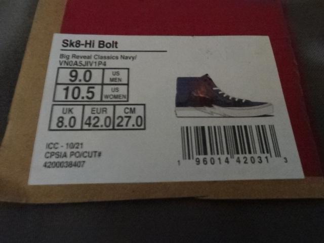 A USA oY Vans SK8-Hi Bolt 27.0a  uh 
