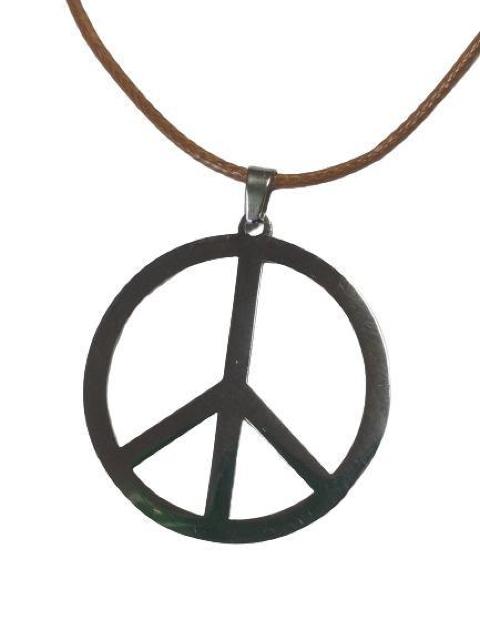 ピースマーク ネックレス チェーンブラウン トップシルバー ステンレス メンズ レディース ペンダント アクセサリー < 男性アクセサリー/時計  ピースマーク ネックレス チェーンブラウン トップシルバー ステンレス メンズ レディース ペンダント アクセサリー < 男性アクセサリー/時計の