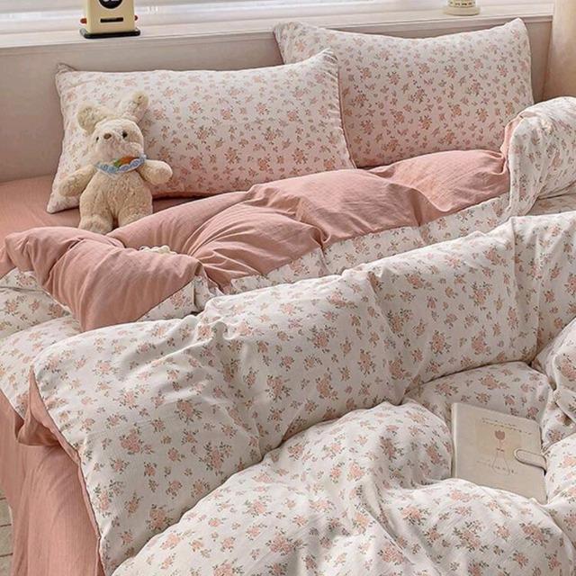 ☆シングル布団カバー☆4点セット 花柄×ピンク系 < インテリア/ライフ ☆シングル布団カバー☆4点セット 花柄×ピンク系 < インテリア/ライフの