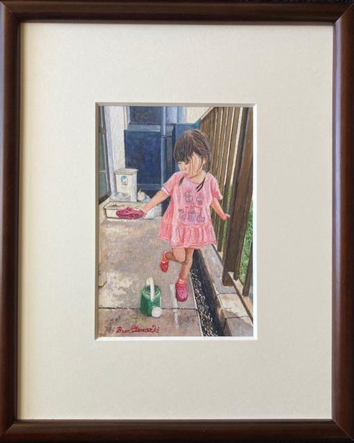 絵画 水彩画 ガッシュ水彩 透明水彩『水遊び』新品・真作保証 原画 < ホビー 絵画 水彩画 ガッシュ水彩 透明水彩『水遊び』新品・真作保証 原画 < ホビーの