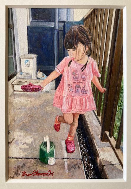 絵画 水彩画 ガッシュ水彩 透明水彩『水遊び』新品・真作保証 原画 < ホビー 絵画 水彩画 ガッシュ水彩 透明水彩『水遊び』新品・真作保証 原画 < ホビーの