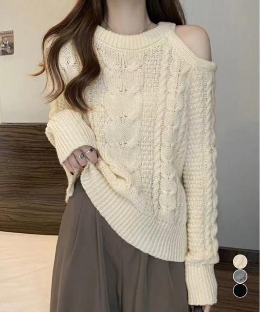 送料無料 新品 ケーブルニット 長袖 韓国風 ニットソー < 女性ファッション  送料無料 新品 ケーブルニット 長袖 韓国風 ニットソー  < 女性ファッションの