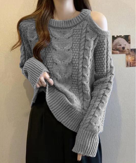送料無料 新品 ケーブルニット 長袖 韓国風 ニットソー < 女性ファッション  送料無料 新品 ケーブルニット 長袖 韓国風 ニットソー < 女性ファッションの