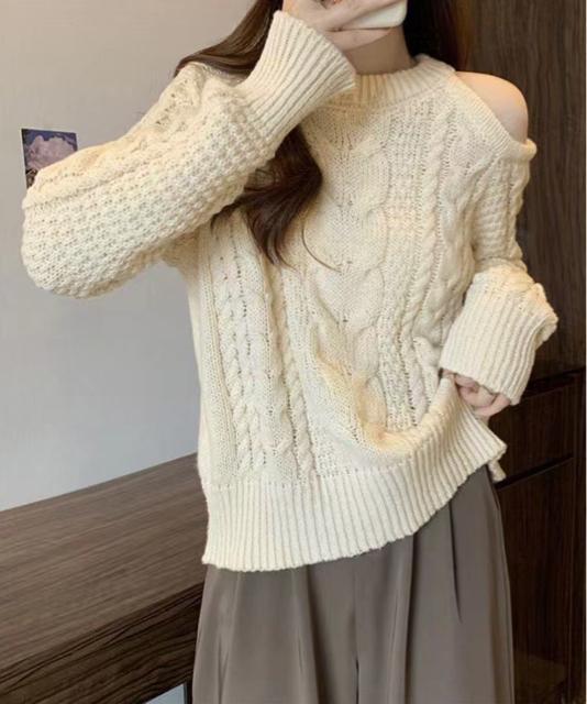 送料無料 新品 ケーブルニット 長袖 韓国風 ニットソー < 女性ファッション  送料無料 新品 ケーブルニット 長袖 韓国風 ニットソー < 女性ファッションの
