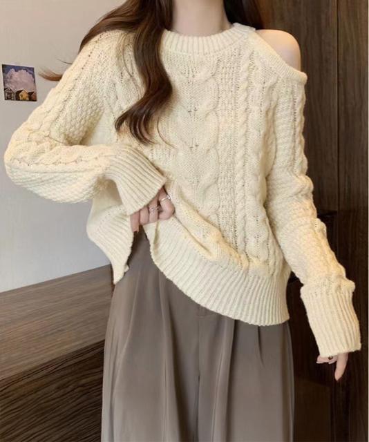 送料無料 新品 ケーブルニット 長袖 韓国風 ニットソー < 女性ファッション  送料無料 新品 ケーブルニット 長袖 韓国風 ニットソー < 女性ファッションの