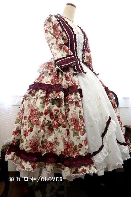 ボルドー薔薇柄セットアップ L〜2Lサイズ < 女性ファッション  ボルドー薔薇柄セットアップ L〜2Lサイズ < 女性ファッションの