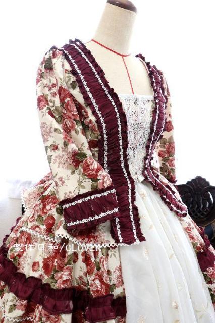 ボルドー薔薇柄セットアップ L〜2Lサイズ < 女性ファッション  ボルドー薔薇柄セットアップ L〜2Lサイズ < 女性ファッションの