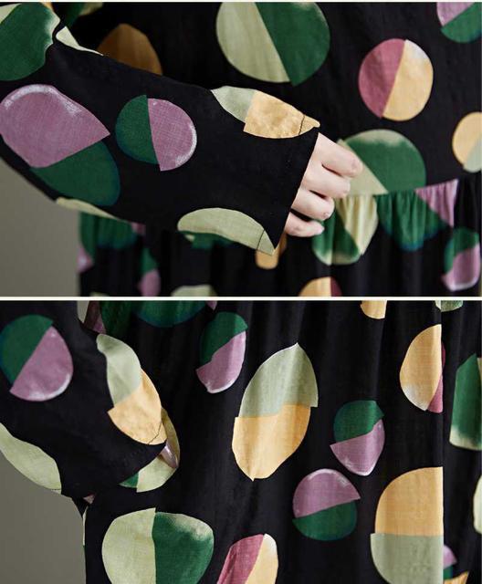 フレアワンピース カラフルドット柄 長袖 大きいサイズ < 女性ファッション フレアワンピース カラフルドット柄 長袖 大きいサイズ < 女性ファッションの