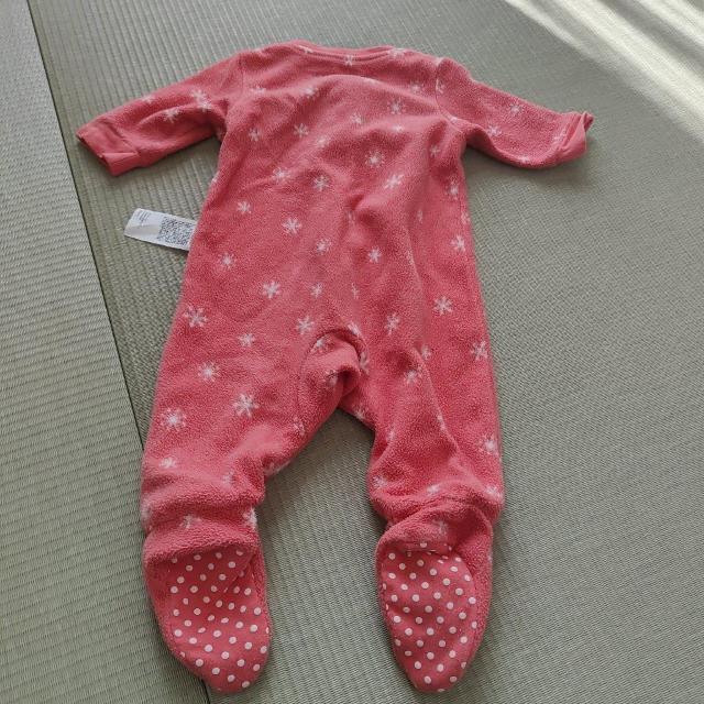ミニーマウス フリースロンパース 60cm ピンク < キッズ/ベビー  ミニーマウス フリースロンパース 60cm ピンク < キッズ/ベビーの
