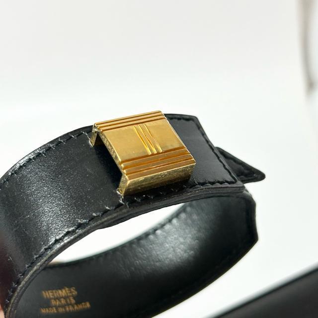 HERMES エルメス ブレスレット バングル レザー ブレスレット バングル カフブレスレット ブラック ゴールド < ブランド HERMES エルメス ブレスレット バングル レザー ブレスレット バングル カフブレスレット ブラック ゴールド < ブランドの