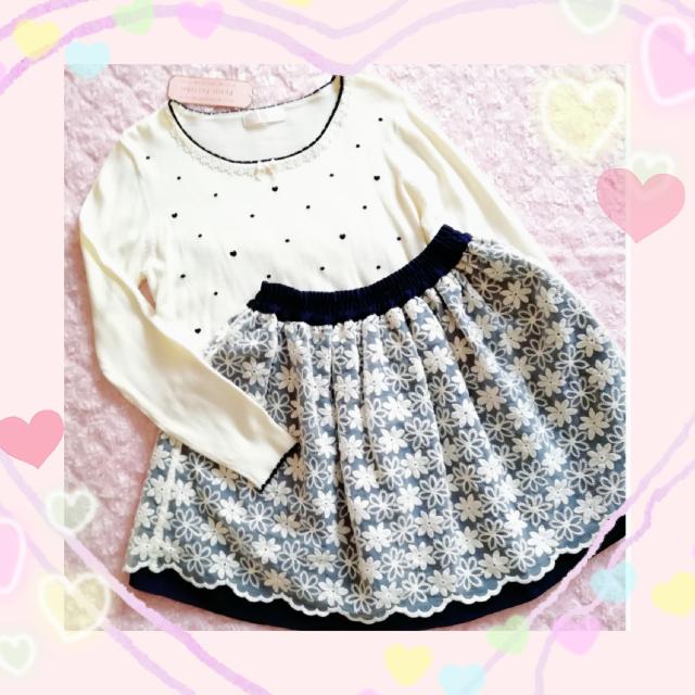 新品☆プライムパターン*ハート刺繍ニット&花刺繍スカートset < ブランド  新品☆プライムパターン*ハート刺繍ニット&花刺繍スカートset  < ブランドの