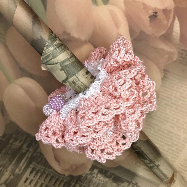 ハンドメイド♪レース編みシュシュ(ダブルフリル) < 女性ファッション  ハンドメイド♪レース編みシュシュ(ダブルフリル) < 女性ファッションの