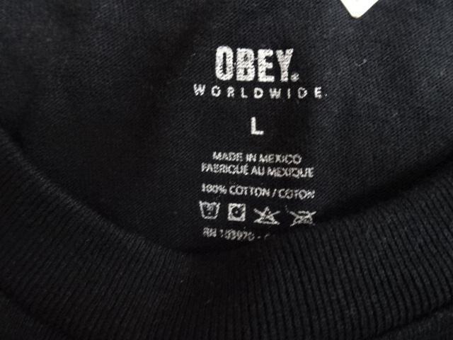 USA購入【OBEY】USA国鳥 白頭鷲 ロゴイラストプリントTシャツUS L黒 < 男性ファッション  USA購入【OBEY】USA国鳥 白頭鷲 ロゴイラストプリントTシャツUS L黒 < 男性ファッションの